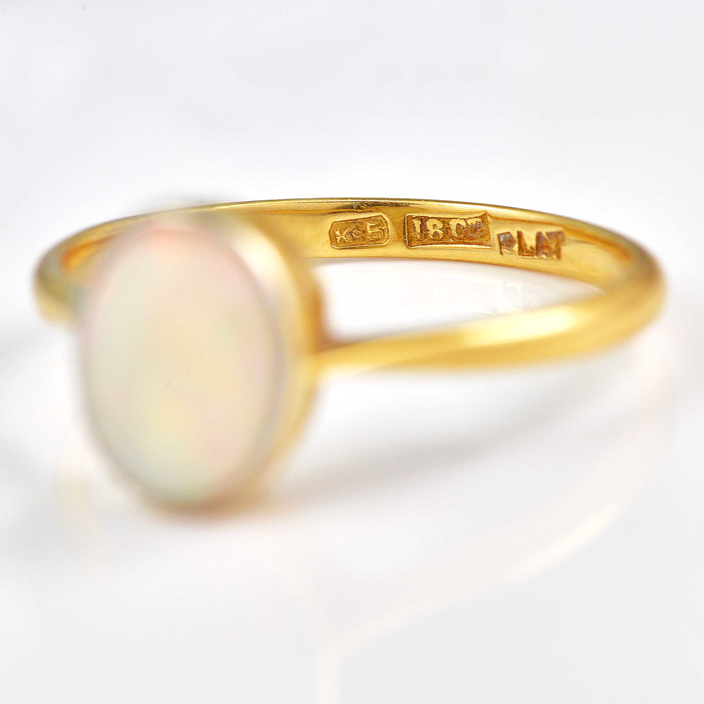 Ellibelle Jewellery Edwardian Opal 18ct Gold Solitaire Ring