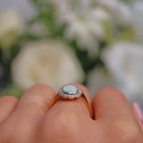 Ellibelle Jewellery Edwardian Opal & Diamond 18ct Gold Platinum Ring