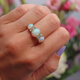 Ellibelle Jewellery Edwardian Opal & Diamond Carved Half-Hoop Ring