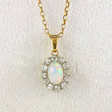Ellibelle Jewellery Edwardian Opal & Old Cut Diamond Cluster Pendant Necklace