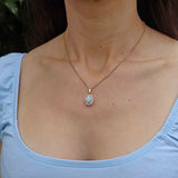 Ellibelle Jewellery Edwardian Opal & Old Cut Diamond Cluster Pendant Necklace