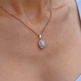 Ellibelle Jewellery Edwardian Opal & Old Cut Diamond Cluster Pendant Necklace