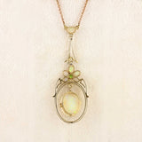 Ellibelle Jewellery Edwardian Opal & Peridot 15ct Gold Pendant Necklace