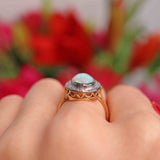 Ellibelle Jewellery Edwardian Opal & Rose-Cut Diamond 18ct Gold Ring