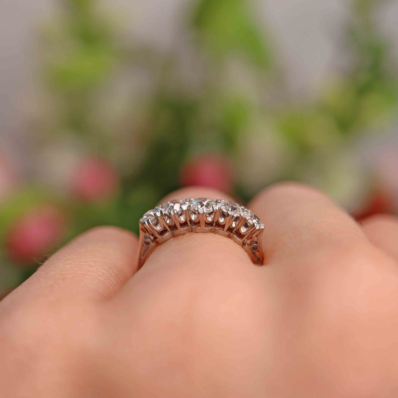 Ellibelle Jewellery Edwardian Platinum Old-European Cut Diamond Five-Stone Ring (0.85cts)