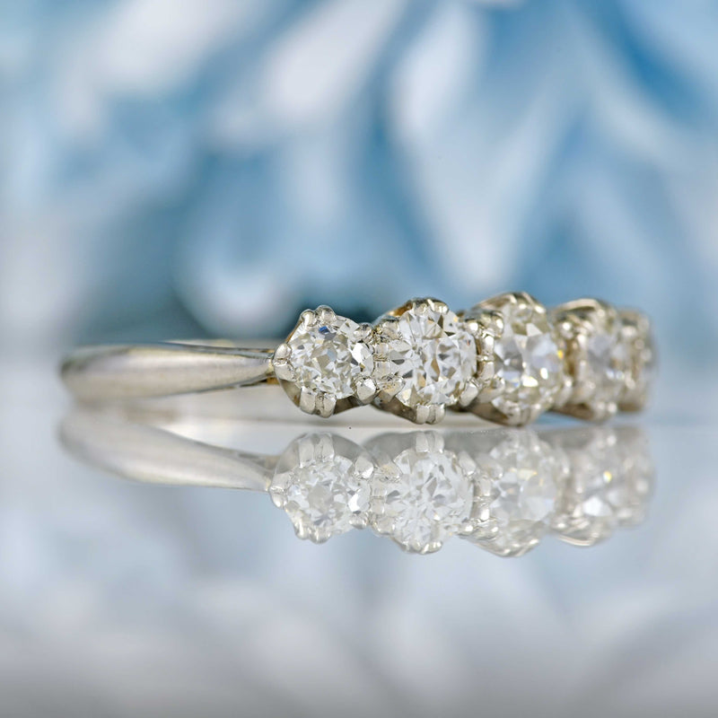 Ellibelle Jewellery Edwardian Platinum Old-European Cut Diamond Five-Stone Ring (0.85cts)
