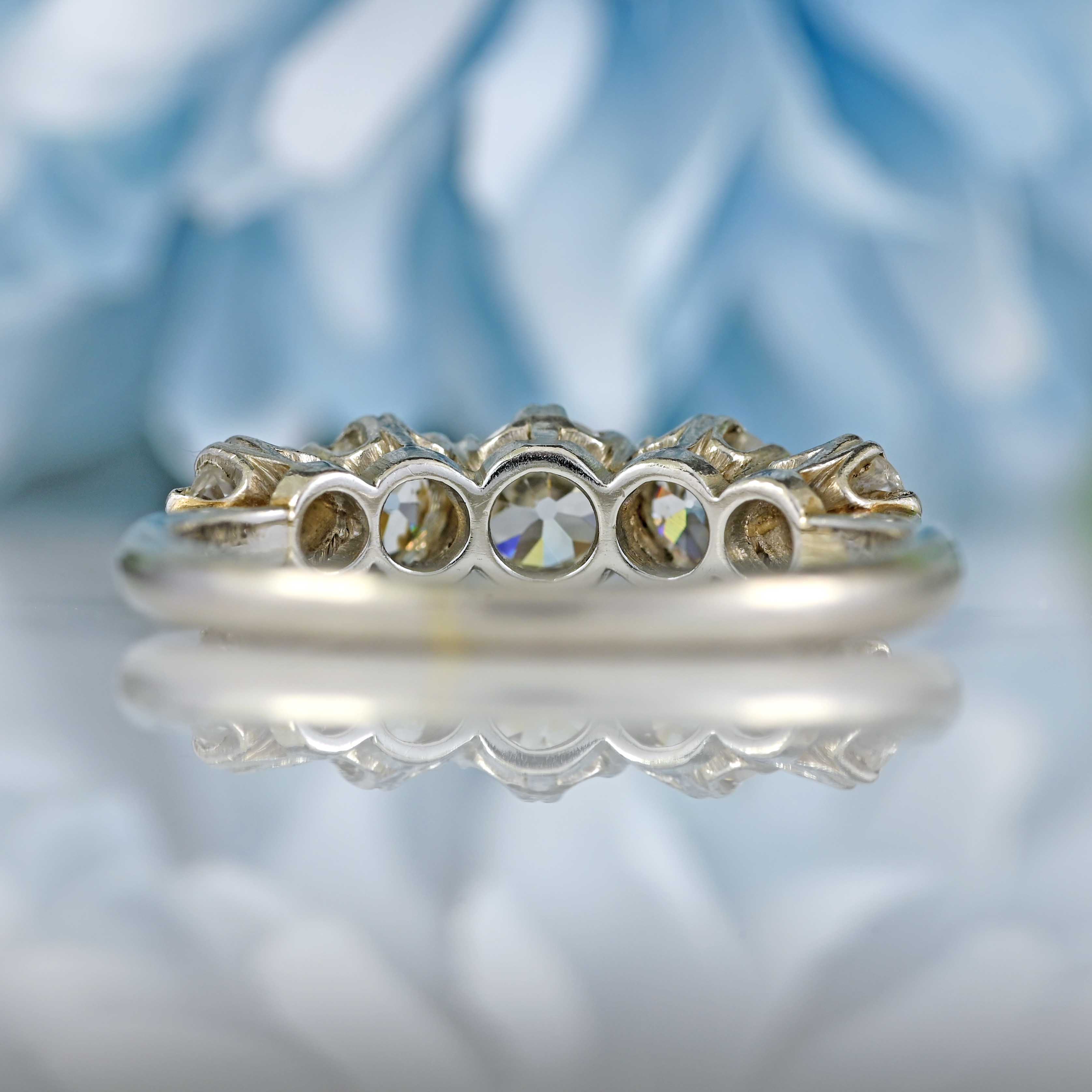 Ellibelle Jewellery Edwardian Platinum Old-European Cut Diamond Five-Stone Ring (0.85cts)