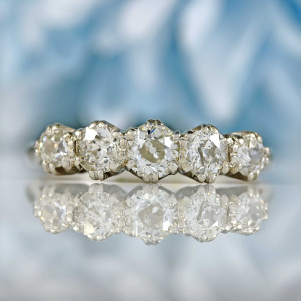 Ellibelle Jewellery Edwardian Platinum Old-European Cut Diamond Five-Stone Ring (0.85cts)