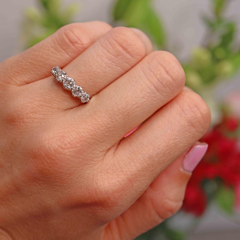 Ellibelle Jewellery Edwardian Platinum Old-European Cut Diamond Five-Stone Ring (0.85cts)