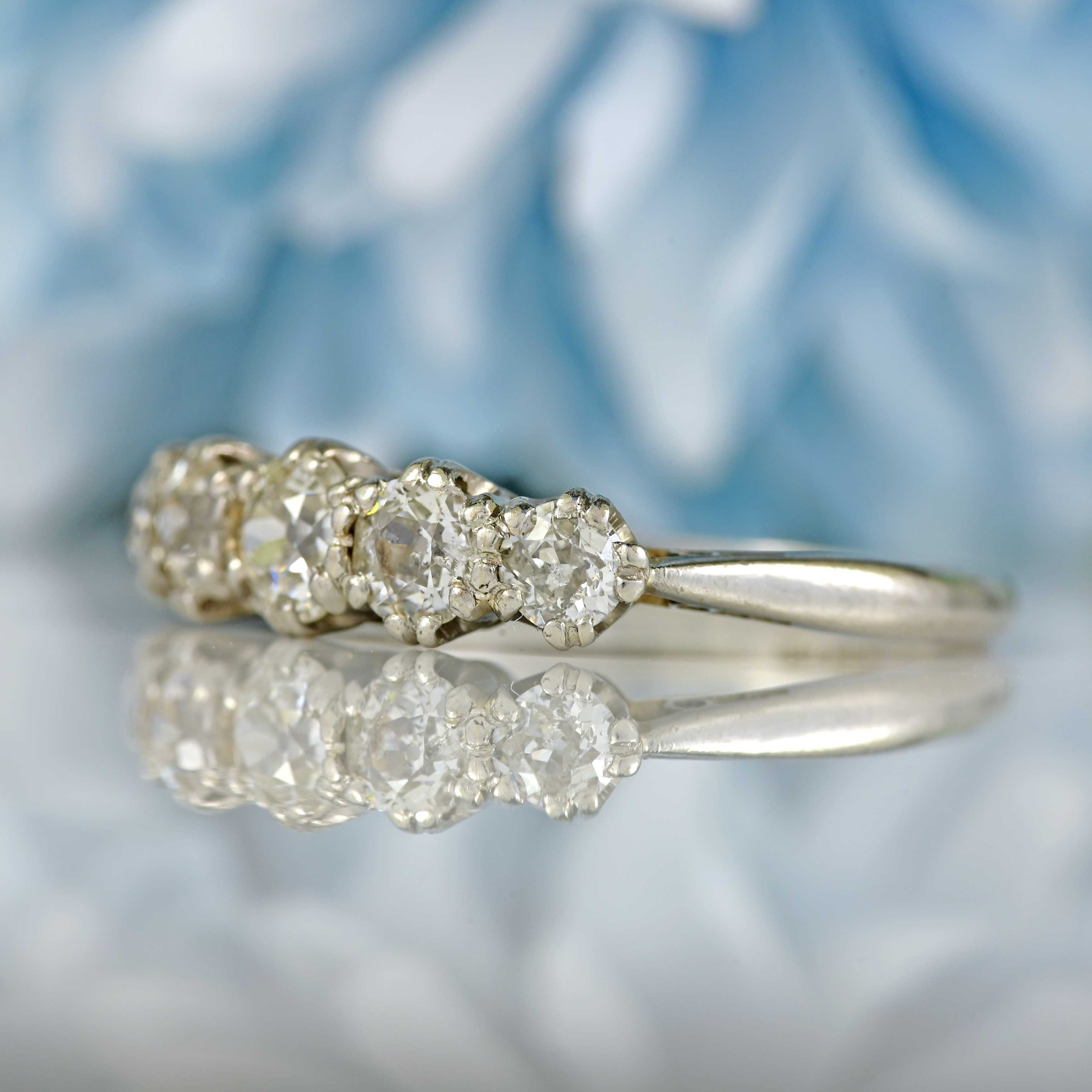 Ellibelle Jewellery Edwardian Platinum Old-European Cut Diamond Five-Stone Ring (0.85cts)