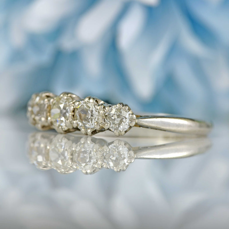 Ellibelle Jewellery Edwardian Platinum Old-European Cut Diamond Five-Stone Ring (0.85cts)