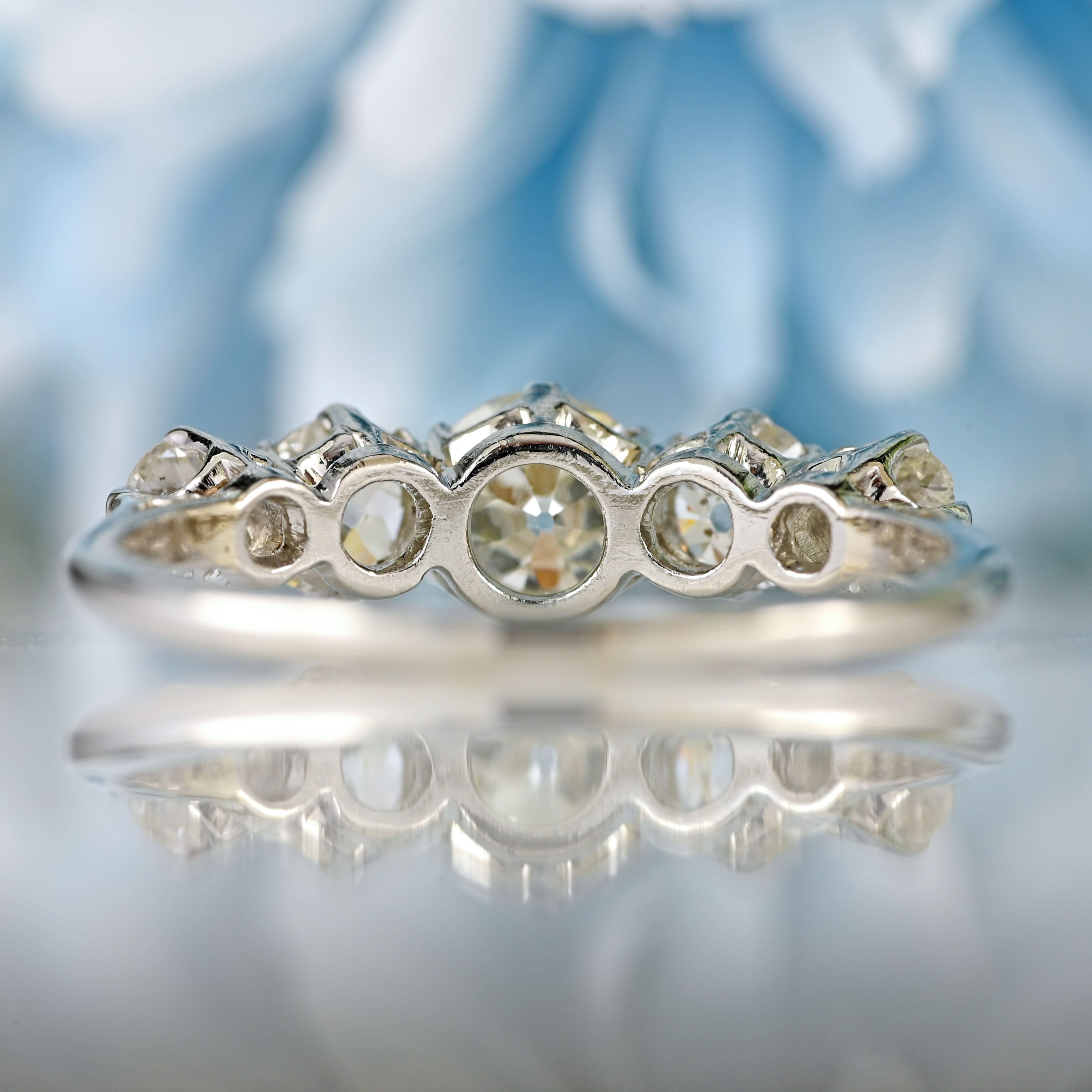 Ellibelle Jewellery Edwardian Platinum Old-European-Cut Diamond Five-Stone Ring (1.26cts)