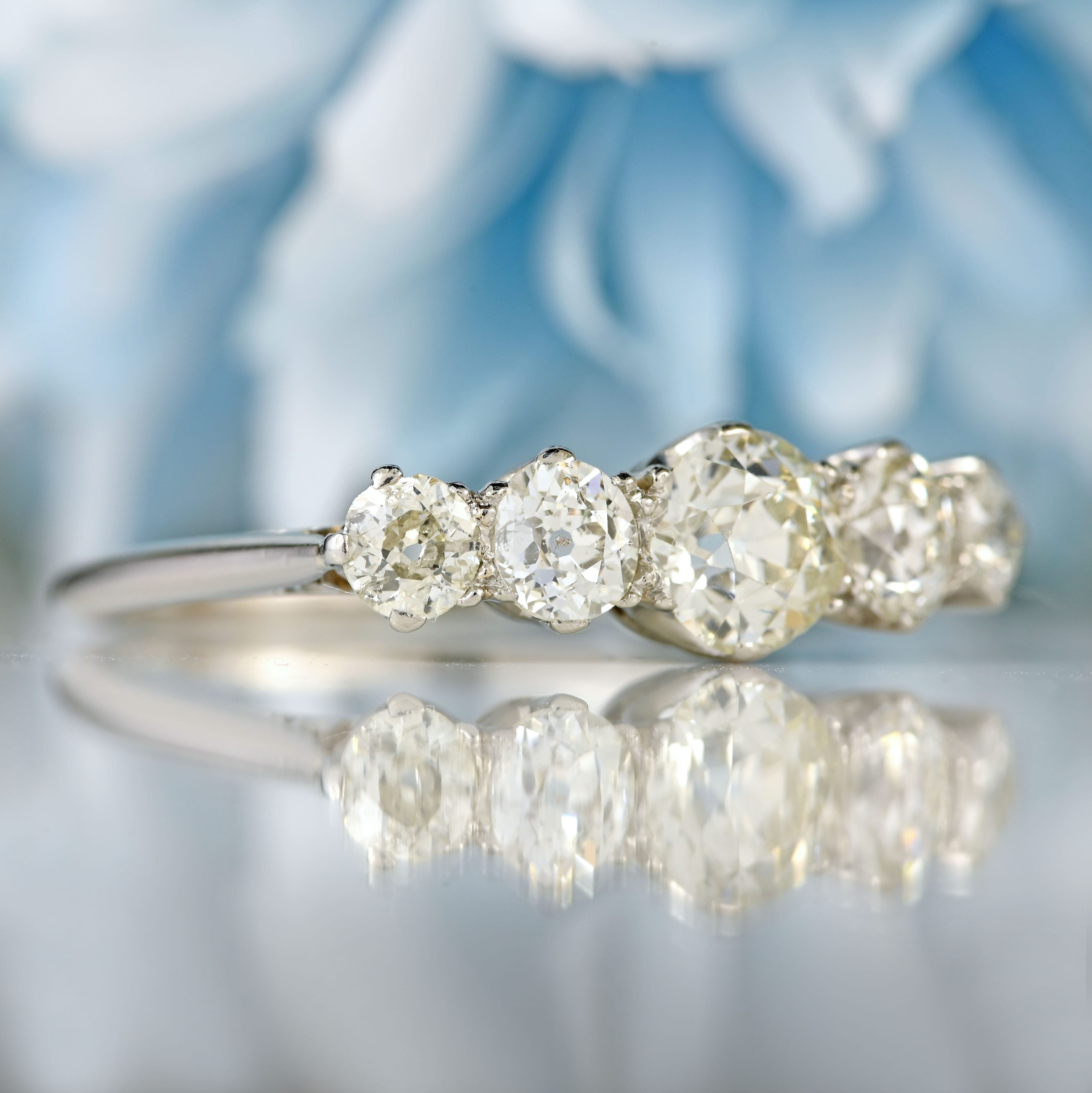 Ellibelle Jewellery Edwardian Platinum Old-European-Cut Diamond Five-Stone Ring (1.26cts)