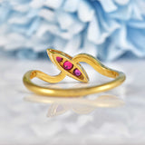 Ellibelle Jewellery Edwardian Ruby 18ct Gold Navette Crossover Ring