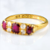 Ellibelle Jewellery Edwardian Ruby & Diamond 18ct Gold Carved Half-Hoop Ring