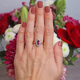 Ellibelle Jewellery Edwardian Ruby & Diamond 18ct Gold Marquise Cluster Ring