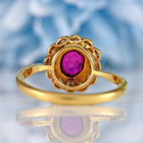 Ellibelle Jewellery Edwardian Ruby & Diamond 18ct Gold Platinum Cluster Engagement Ring