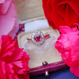 Ellibelle Jewellery Edwardian Ruby & Diamond 18ct Gold Platinum Cluster Engagement Ring