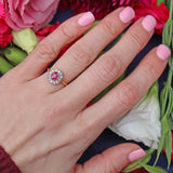 Ellibelle Jewellery Edwardian Ruby & Diamond 18ct Gold Platinum Cluster Engagement Ring