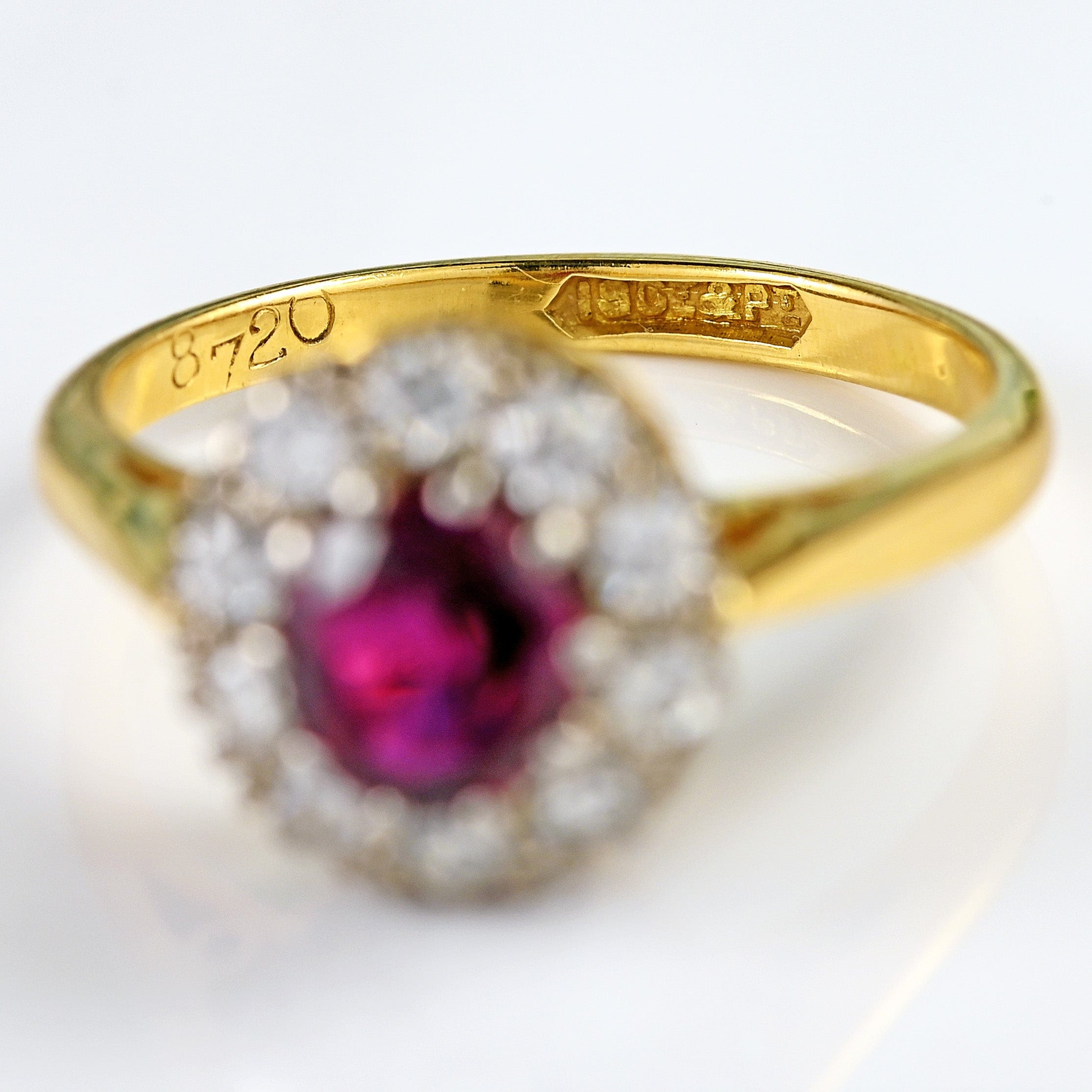 Ellibelle Jewellery Edwardian Ruby & Diamond 18ct Gold Platinum Cluster Ring