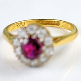 Ellibelle Jewellery Edwardian Ruby & Diamond 18ct Gold Platinum Cluster Ring