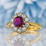 Ellibelle Jewellery Edwardian Ruby & Diamond 18ct Gold Platinum Cluster Ring