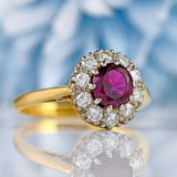 Ellibelle Jewellery Edwardian Ruby & Diamond 18ct Gold Platinum Cluster Ring