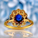 Ellibelle Jewellery Edwardian Sapphire & Diamond 18ct Gold and Platinum Cluster Ring