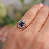 Ellibelle Jewellery Edwardian Sapphire & Diamond 18ct Gold and Platinum Cluster Ring