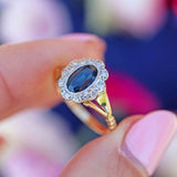 Ellibelle Jewellery Edwardian Sapphire & Diamond 18ct Gold Platinum Cluster Ring