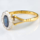 Ellibelle Jewellery Edwardian Sapphire & Diamond 18ct Gold Platinum Cluster Ring