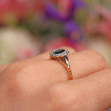 Ellibelle Jewellery Edwardian Sapphire & Diamond 18ct Gold Platinum Cluster Ring