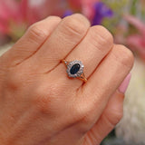 Ellibelle Jewellery Edwardian Sapphire & Diamond 18ct Gold Platinum Cluster Ring