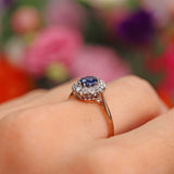 Ellibelle Jewellery Edwardian Sapphire & Diamond 18ct Gold Platinum Cluster Ring