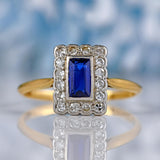 Ellibelle Jewellery Edwardian Sapphire & Diamond 18ct Gold Platinum Ring