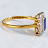 Ellibelle Jewellery Edwardian Sapphire & Diamond 18ct Gold Platinum Ring