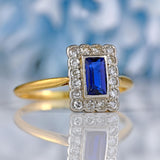 Ellibelle Jewellery Edwardian Sapphire & Diamond 18ct Gold Platinum Ring