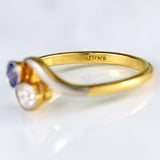 Ellibelle Jewellery Edwardian Sapphire & Diamond 18ct Gold Platinum 'Toi et Moi' Engagement Ring