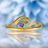 Ellibelle Jewellery Edwardian Sapphire & Diamond 18ct Gold Platinum 'Toi et Moi' Engagement Ring