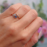 Ellibelle Jewellery Edwardian Sapphire & Diamond 18ct Gold Platinum 'Toi et Moi' Engagement Ring