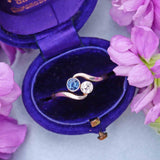 Ellibelle Jewellery Edwardian Sapphire & Diamond 18ct Gold Platinum 'Toi et Moi' Engagement Ring
