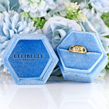 Ellibelle Jewellery Edwardian Sapphire & Diamond 18ct Gold Starburst Gypsy Ring