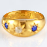 Ellibelle Jewellery Edwardian Sapphire & Diamond 18ct Gold Starburst Gypsy Ring