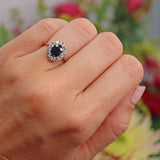 Ellibelle Jewellery Edwardian Sapphire & Diamond White Gold Cluster Ring
