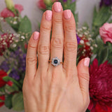 Ellibelle Jewellery Edwardian Sapphire & Old-Cut Diamond 18ct Gold Platinum Cluster Ring