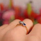 Ellibelle Jewellery Edwardian Sapphire & Old-Cut Diamond 18ct Gold Three-Stone Crossover Ring
