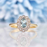 Ellibelle Jewellery Edwardian Style Aquamarine & Diamond Cluster Ring