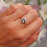 Ellibelle Jewellery Edwardian Style Aquamarine & Diamond Daisy Cluster Ring