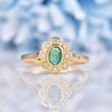 Ellibelle Jewellery Edwardian Style Emerald & Diamond Daisy Cluster Ring