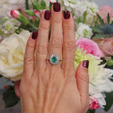 Ellibelle Jewellery Edwardian Style Emerald & Diamond Platinum Cluster Engagement Ring